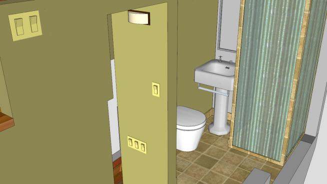城镇之家酒店厕所SU模型下载_sketchup草图大师SKP模型