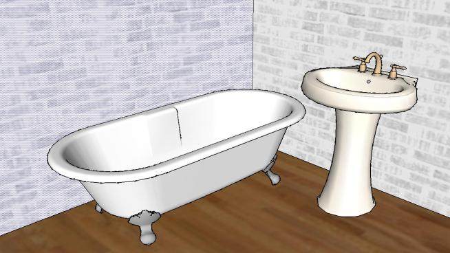 工业风格阁楼卫浴厕所SU模型下载_sketchup草图大师SKP模型