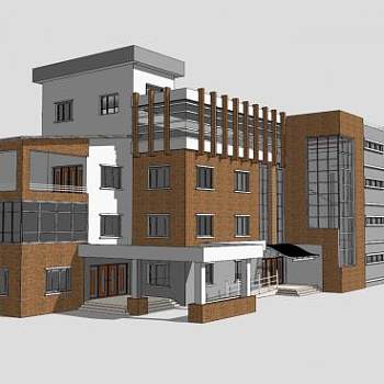 大型办公楼建筑SU模型下载_sketchup草图大师SKP模型