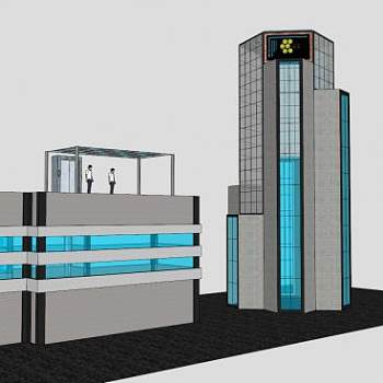 建筑综合体大楼SU模型下载_sketchup草图大师SKP模型