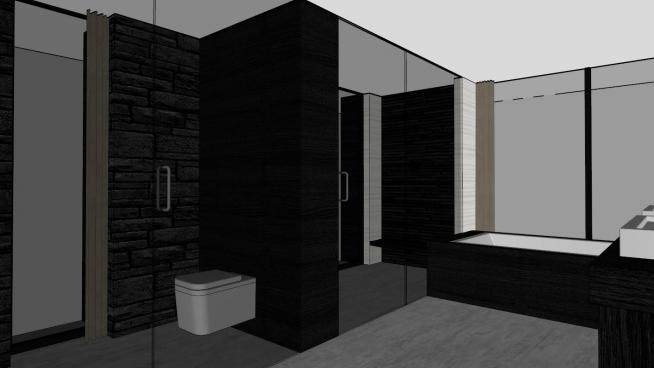 现代隔断浴室厕所SU模型下载_sketchup草图大师SKP模型