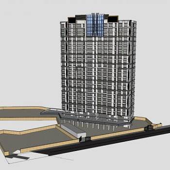 商务酒店大楼SU模型下载_sketchup草图大师SKP模型