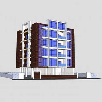 现代商品楼房SU模型下载_sketchup草图大师SKP模型