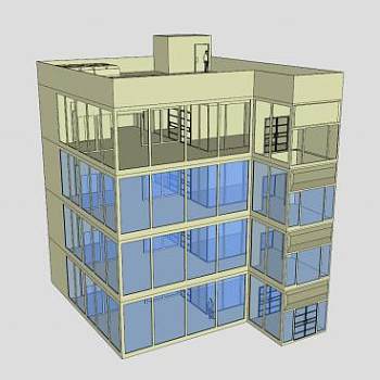 现代复式住宅建筑SU模型下载_sketchup草图大师SKP模型