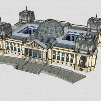 欧洲宫廷博物馆建筑SU模型下载_sketchup草图大师SKP模型