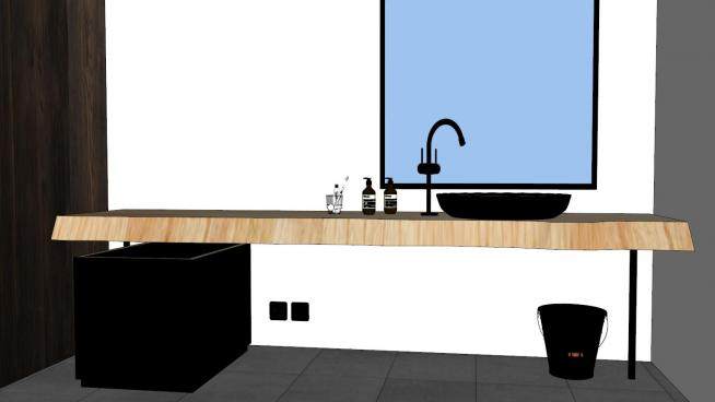 现代浴室柜台面浴室SU模型下载_sketchup草图大师SKP模型