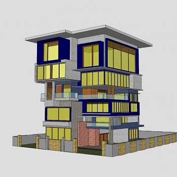 复式别墅住宅SU模型下载_sketchup草图大师SKP模型