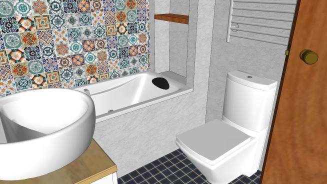 现代浴室浴缸坐厕SU模型下载_sketchup草图大师SKP模型