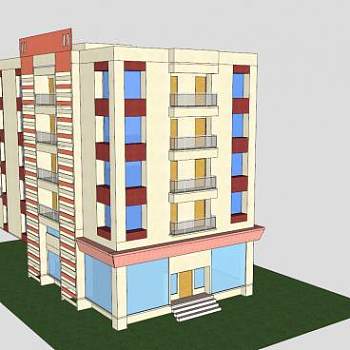 现代小区住宅楼SU模型下载_sketchup草图大师SKP模型