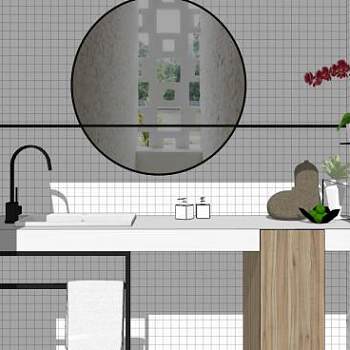 现代简约厕所卫生间SU模型下载_sketchup草图大师SKP模型