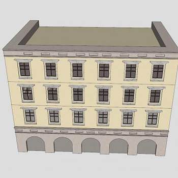 古典风格楼房建筑SU模型下载_sketchup草图大师SKP模型