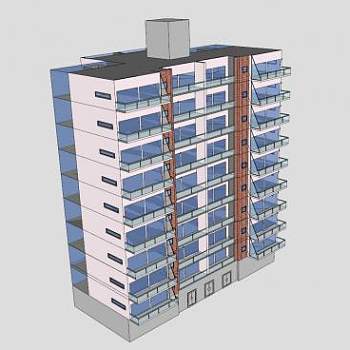 经济型商品楼房建筑SU模型下载_sketchup草图大师SKP模型