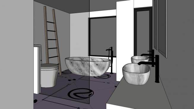 现代卫生间浴室装修SU模型下载_sketchup草图大师SKP模型