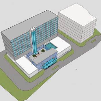 简易酒店建筑SU模型下载_sketchup草图大师SKP模型