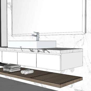 卫浴大理石盥洗盆SU模型下载_sketchup草图大师SKP模型