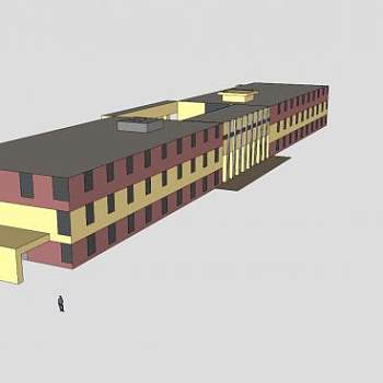 校园图书馆建筑SU模型下载_sketchup草图大师SKP模型