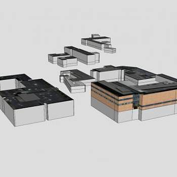 大学大楼及周边建筑SU模型下载_sketchup草图大师SKP模型