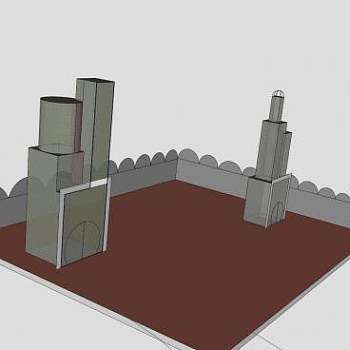 简易商务楼宇草图SU模型下载_sketchup草图大师SKP模型