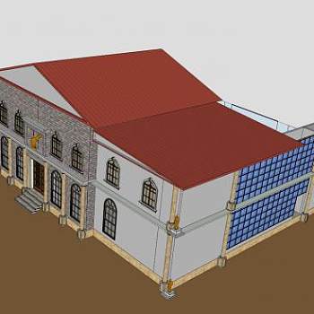 度假村酒店建筑SU模型下载_sketchup草图大师SKP模型