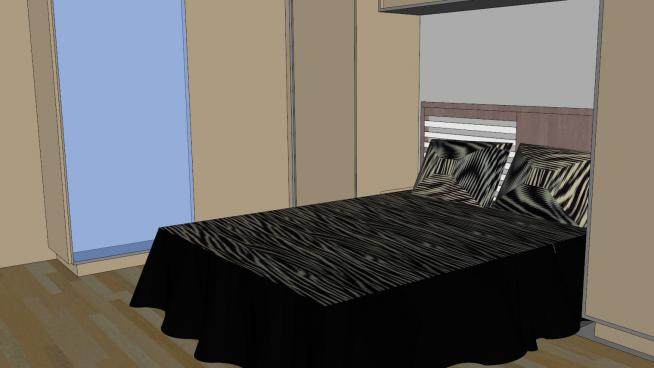 现代小型卧室房间SU模型下载_sketchup草图大师SKP模型