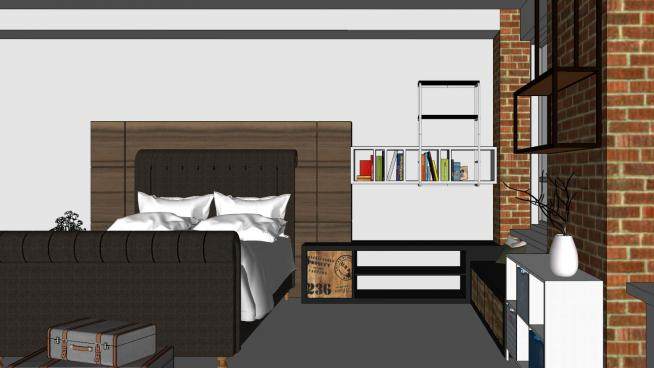我的房间卧室装修SU模型下载_sketchup草图大师SKP模型