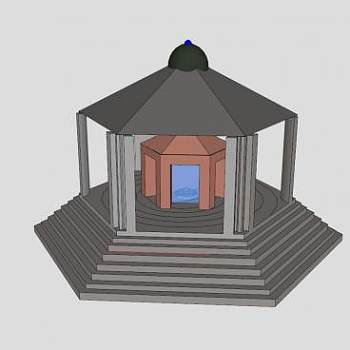 古建筑简易神殿SU模型下载_sketchup草图大师SKP模型