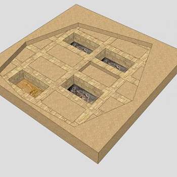挖掘的古墓遗址SU模型下载_sketchup草图大师SKP模型
