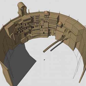 洞穴古堡建筑SU模型下载_sketchup草图大师SKP模型