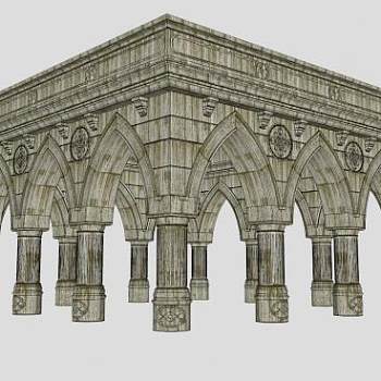 古老神庙门庭建筑SU模型下载_sketchup草图大师SKP模型