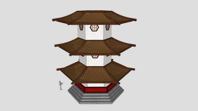中式古建筑塔楼SU模型下载_sketchup草图大师SKP模型
