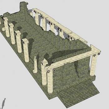 破败的古希腊神庙建筑SU模型下载_sketchup草图大师SKP模型