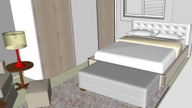 现代起居室卧室装修SU模型下载_sketchup草图大师SKP模型