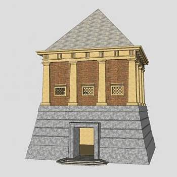 仿古陵墓建筑物SU模型下载_sketchup草图大师SKP模型