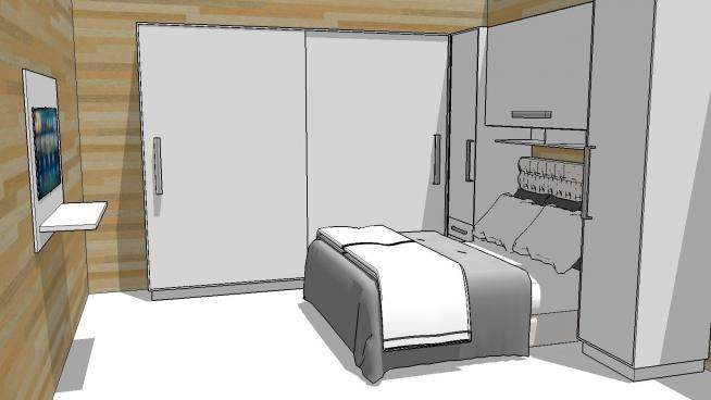 卧室空间房间装修SU模型下载_sketchup草图大师SKP模型