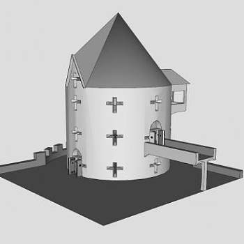 中世纪简易塔楼建筑SU模型下载_sketchup草图大师SKP模型