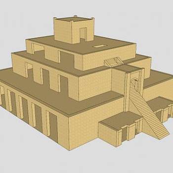 简易金字形神塔SU模型下载_sketchup草图大师SKP模型