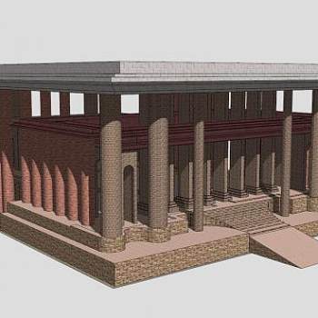 古老外观寺庙建筑SU模型下载_sketchup草图大师SKP模型