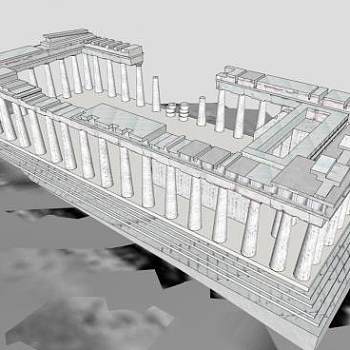 古希腊帕特农神庙SU模型下载_sketchup草图大师SKP模型