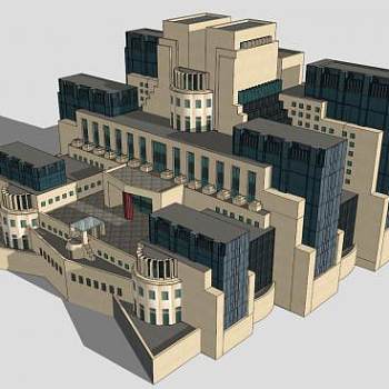 英国军情六处大楼SU模型下载_sketchup草图大师SKP模型