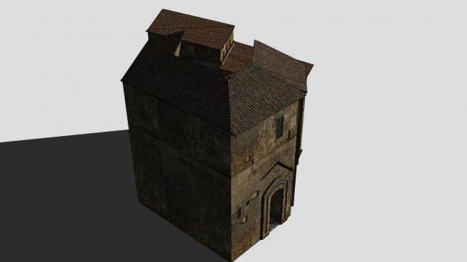 中世纪石砖房屋SU模型下载_sketchup草图大师SKP模型