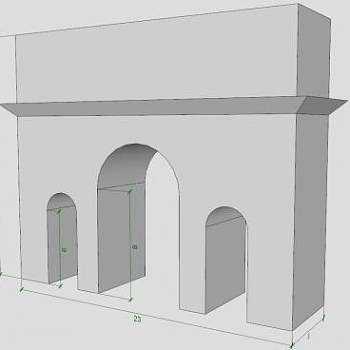 简易凯旋门外观白模SU模型下载_sketchup草图大师SKP模型