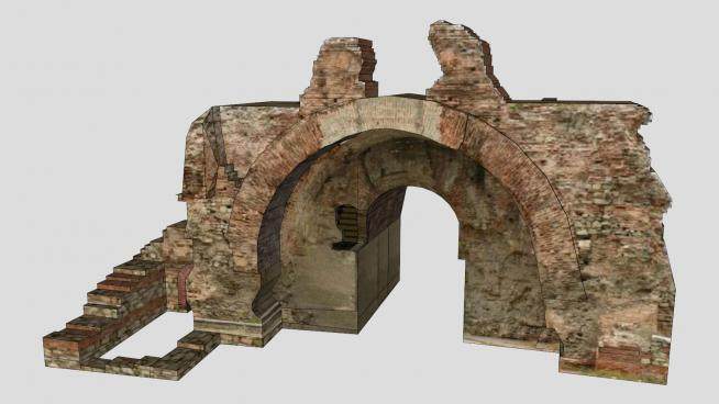 破损的古罗马拱门建筑SU模型下载_sketchup草图大师SKP模型