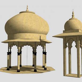 传统风格凉亭建筑SU模型下载_sketchup草图大师SKP模型