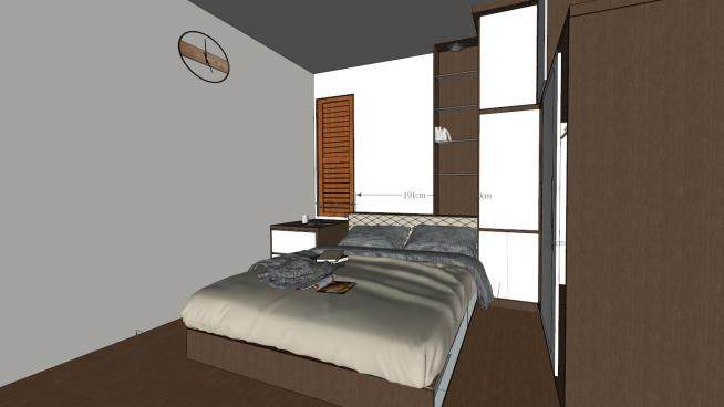 现代小型卧室家具SU模型下载_sketchup草图大师SKP模型