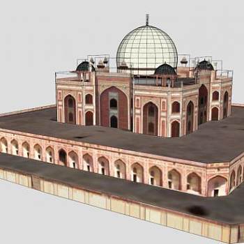 印度胡马雍陵建筑SU模型下载_sketchup草图大师SKP模型