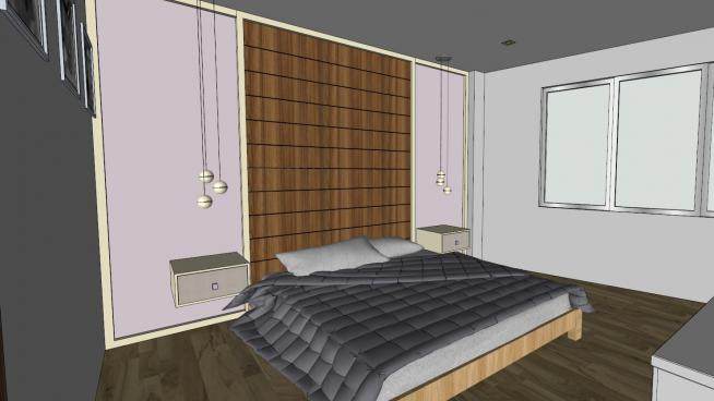 米蕾卧室房间SU模型下载_sketchup草图大师SKP模型