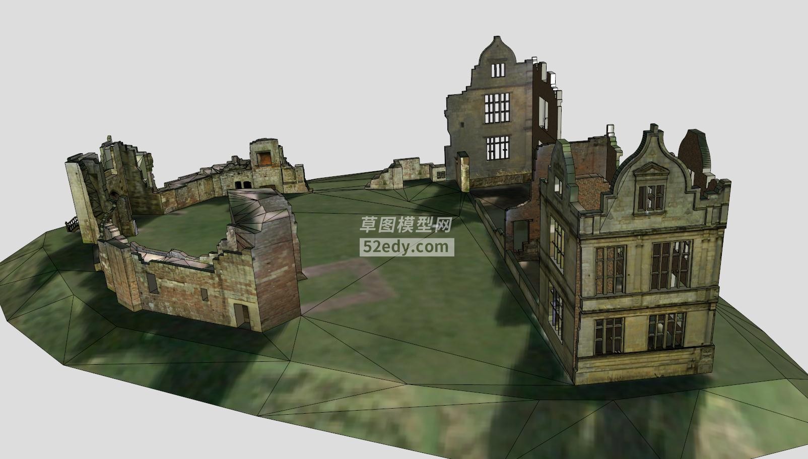 摩尔顿城堡遗迹废墟SU模型下载_sketchup草图大师SKP模型