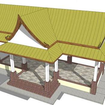 泰国素林寺庙宇建筑SU模型下载_sketchup草图大师SKP模型