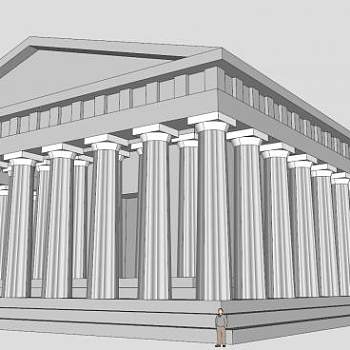 帕特农神庙白模建筑SU模型下载_sketchup草图大师SKP模型