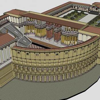 罗马庞培剧院建筑SU模型下载_sketchup草图大师SKP模型